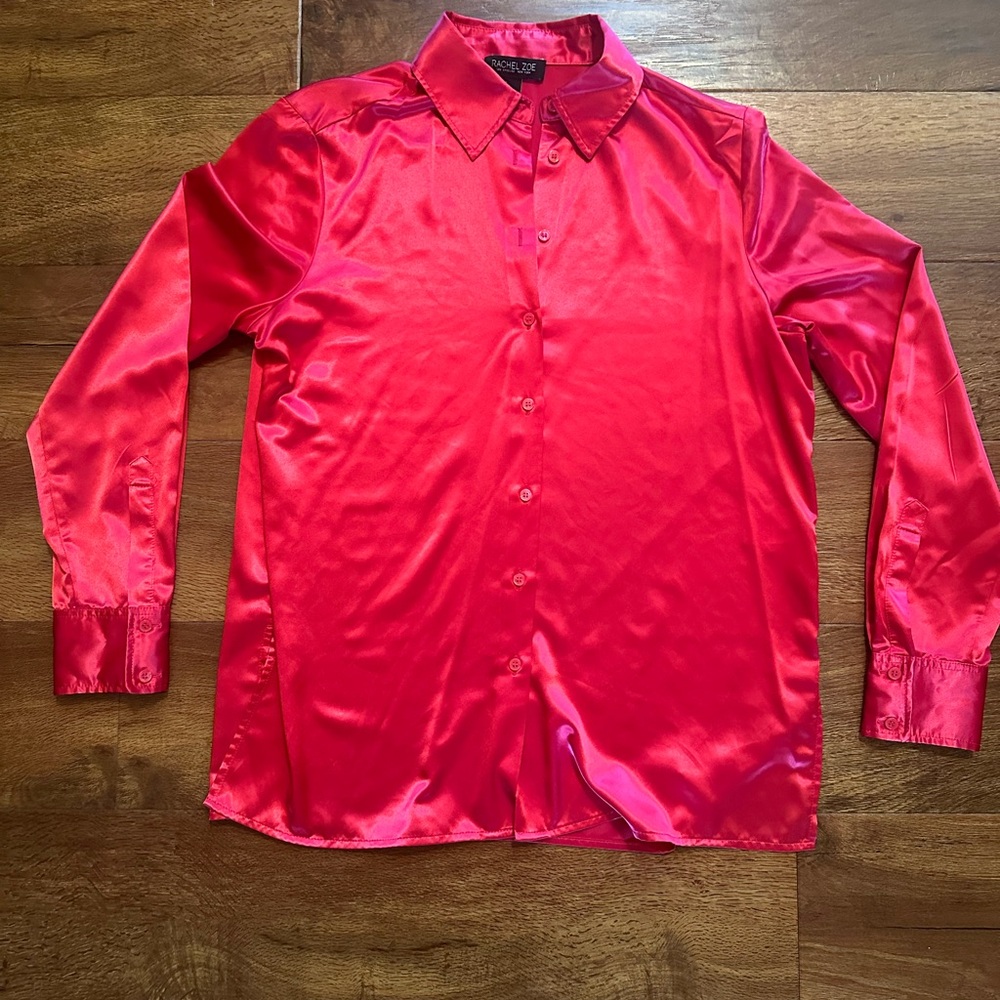 Rachel Zoe silk like shirt, Small. Perfect for the holidays Valentine’s Day!